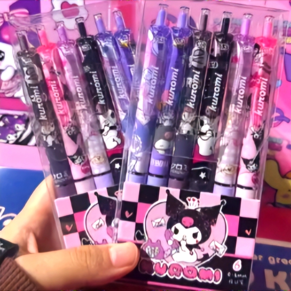 Kuromi Pens Sanrio | 6 Gel Pen Set (NIP)
